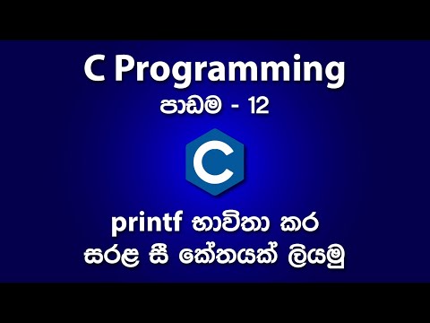 Simple Exercise for Output Statements Using Printf Function in C Programming | පාඩම - 12