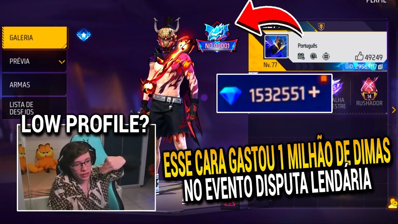 APELAPATO AVALIOU A CONTA DO TOP 1 QUE GASTOU 1 MILHÃO DE DIAMANTES NO EVENTO DISPUTA LENDÁRIA