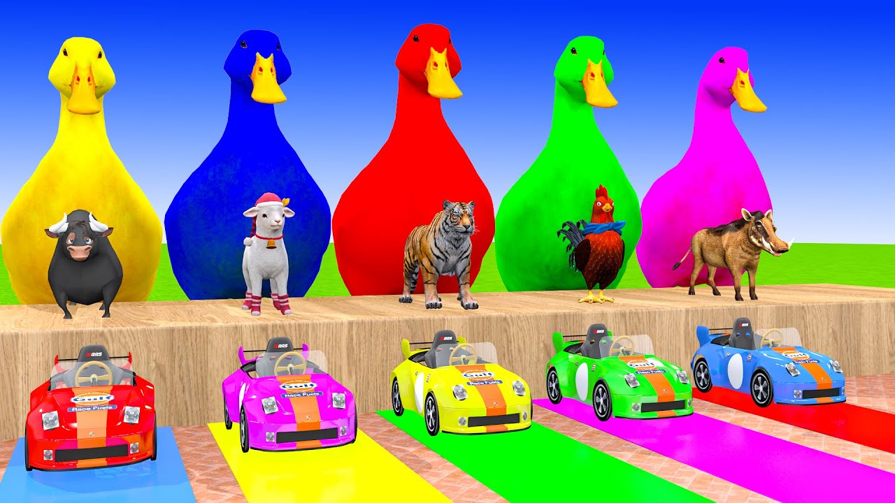 Long Slide Game With Cow Elephant Gorilla Hippopotamus Tiger 3d Animal Game Funny 3d Animals