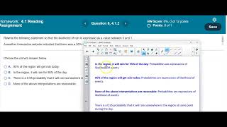 Math 14 RA 4.1.2 Rewrite a statement so likelihood of rain is expressed as a value between 0 & 1