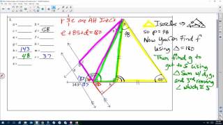 Partial Key Explanation of Finding Angles with Parallel Lines & Triangles 16-17