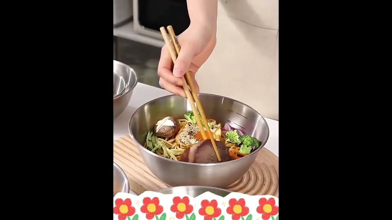 3pcs Stainless Steel Mixing Bowl Set | Versatile Salad & Noodle Bowls