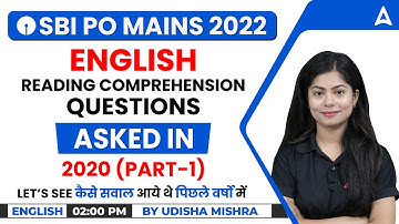 SBI PO Mains 2022 English | Reading Comprehension Questions Asked in 2020 | English by Udisha Mishra