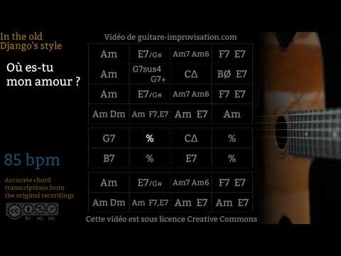 Video thumbnail: Où Es-Tu Mon Amour (85 bpm) - Gypsy jazz Backing track / Jazz manouche