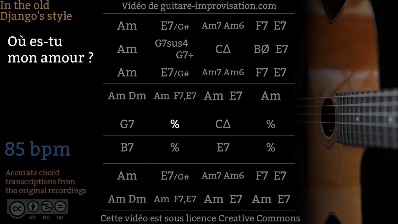 Où Es-Tu Mon Amour (85 bpm) - Gypsy jazz Backing track / Jazz manouche