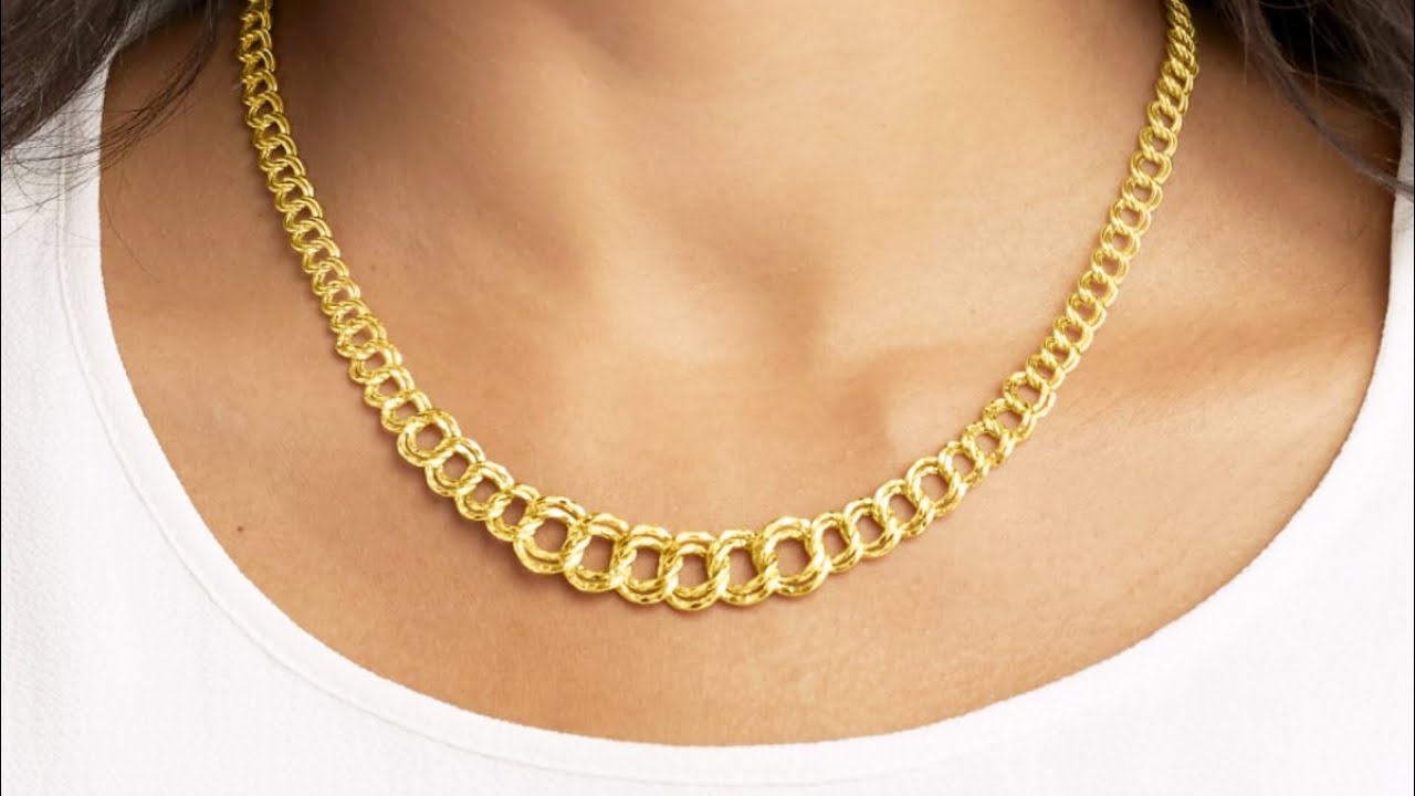 23Kt Yellow Gold Graduating Double-Oval Link Chain | Gold Chain Making ...