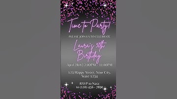 Electronic birthday invitation digital 30th evite party neon purple canva template