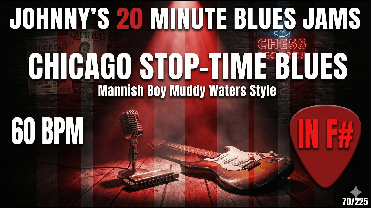 Chicago Stop-Time Blues - 'Mannish Boy' Muddy Waters Style in F# [60 BPM] 70/225