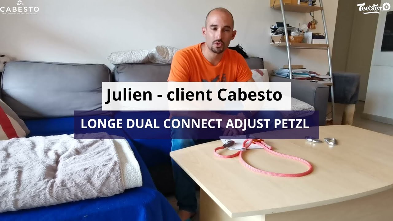 Longe réglable escalade double DUAL CONNECT ADJUST rouge Petzl