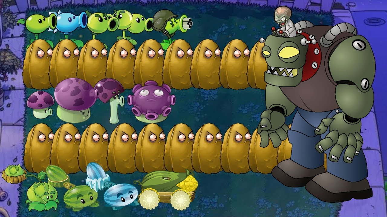 Scaredy Shroom Vs Gatling Pea Vs Gargantuar Plants vs Zombies Pvz - YouTube