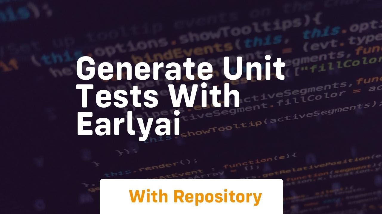 Generate unit tests with earlyai - YouTube