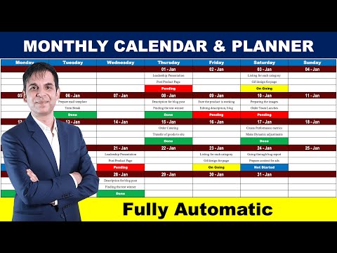 تقويم شهري ومخطط مخصص في برنامج إكسل إكسل