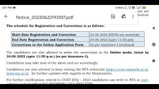 CUET-UG Correction window open 2022 | How to Correct CUET application form | CUET Correction window
