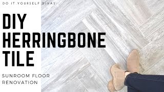 DIY Herringbone Tile Floor - Start to Finish