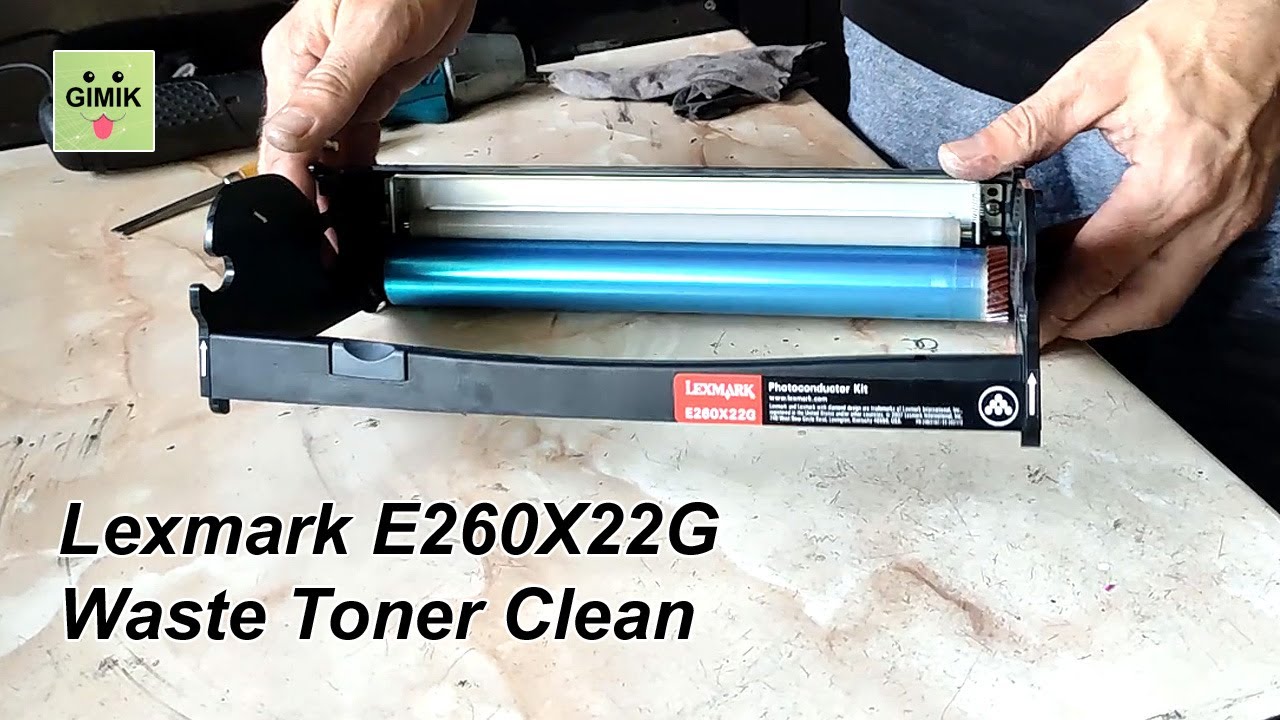 E260X22G Photoconductor Kit disassembly, waste toner cleaning and