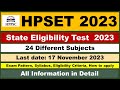 HPSET State Eligibility Test 2023-24 Application Form #hppsc #hpset