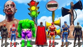 Marvel Superheroes The Avengers FOUND Giant Angry Siren Head Army   Spider Man & Deadpool & Hulk