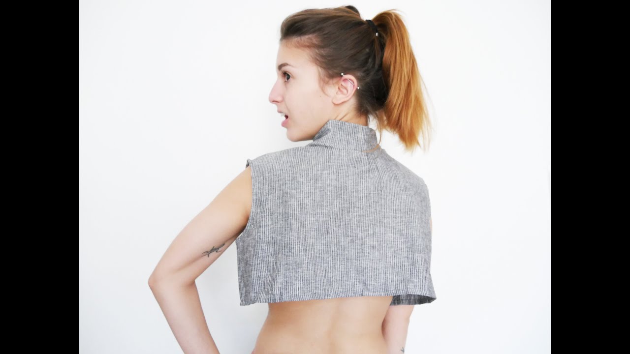 Patron Top Col Roule Tutoriel 74 - Coudre un crop top à col roulé - YouTube