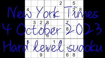 Sudoku solution – New York Times 4 October 2023 Hard level