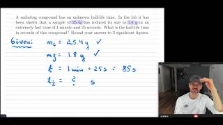 Grade 11 Math - Example - Exponential Decay and Half life Wealth