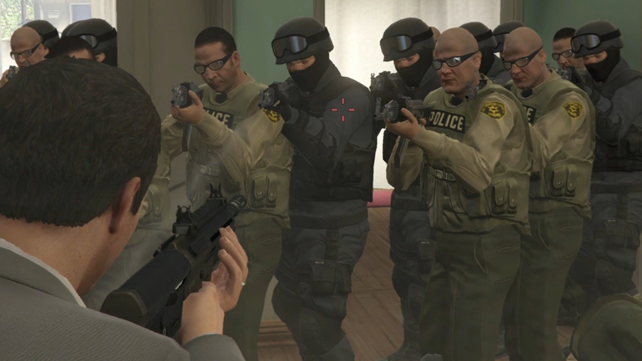 GTA 5 - Michael's rampage shootout + epic five star cop battle - YouTube