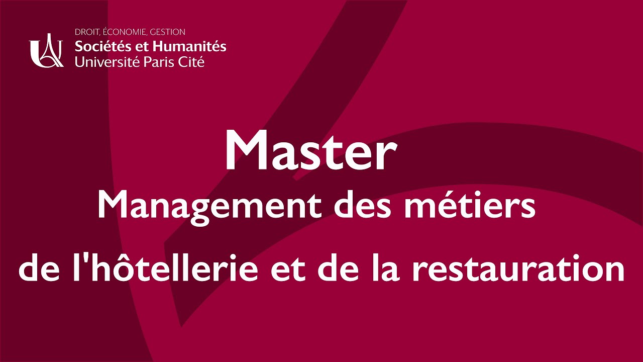 Master Management des métiers de l'hôtellerie et de la restauration
