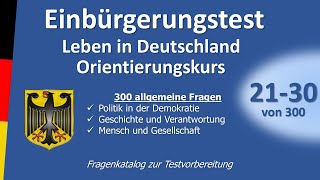Einbürgerungstest Leben In Deutschlandorientierungskurs 21-30 Von 300