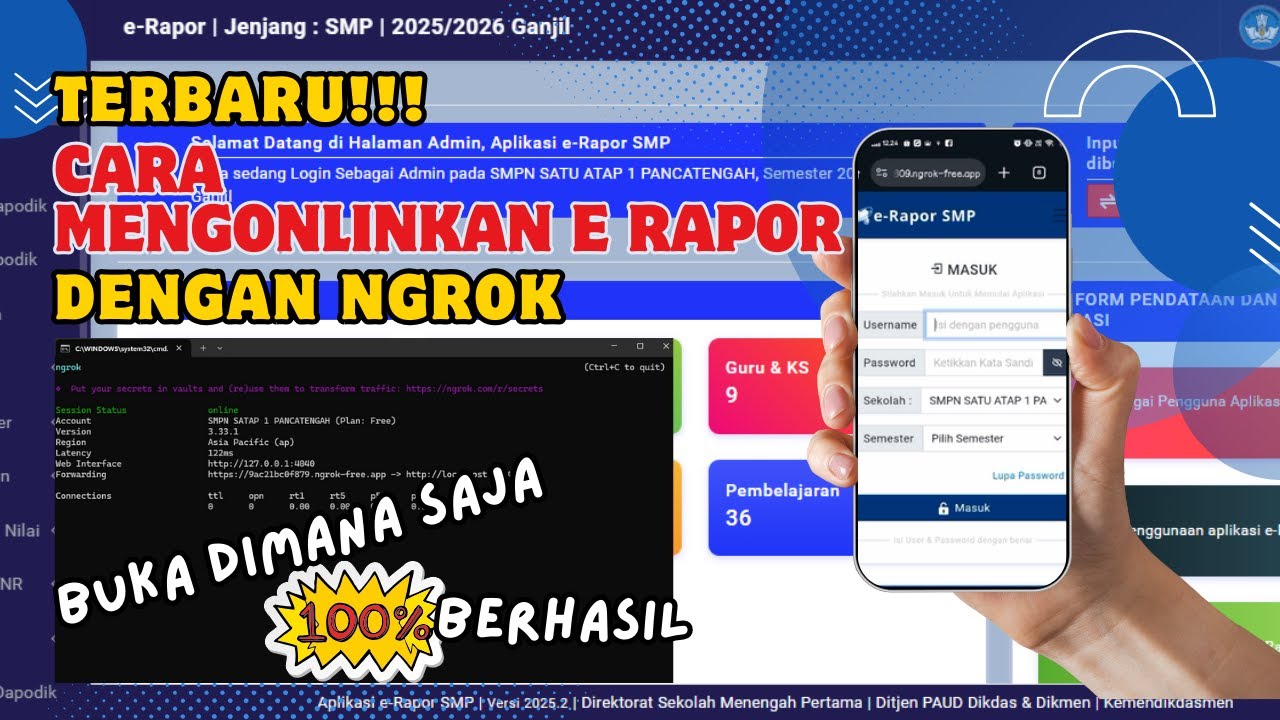 CARA SUKSES MENGONLINEKAN E RAPOR SMP V 2025.2 DENGAN NGROK