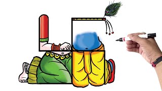 Beautiful Drawing of Radhaji and Krishnaji from Swastik | How To Draw Radha Krishna Ji