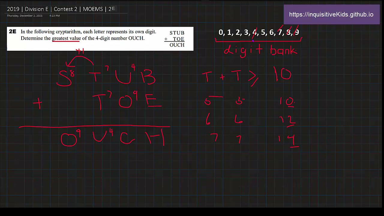 Math Olympiad for Elementary | 2019 | Division E | Contest 2 | MOEMS ...