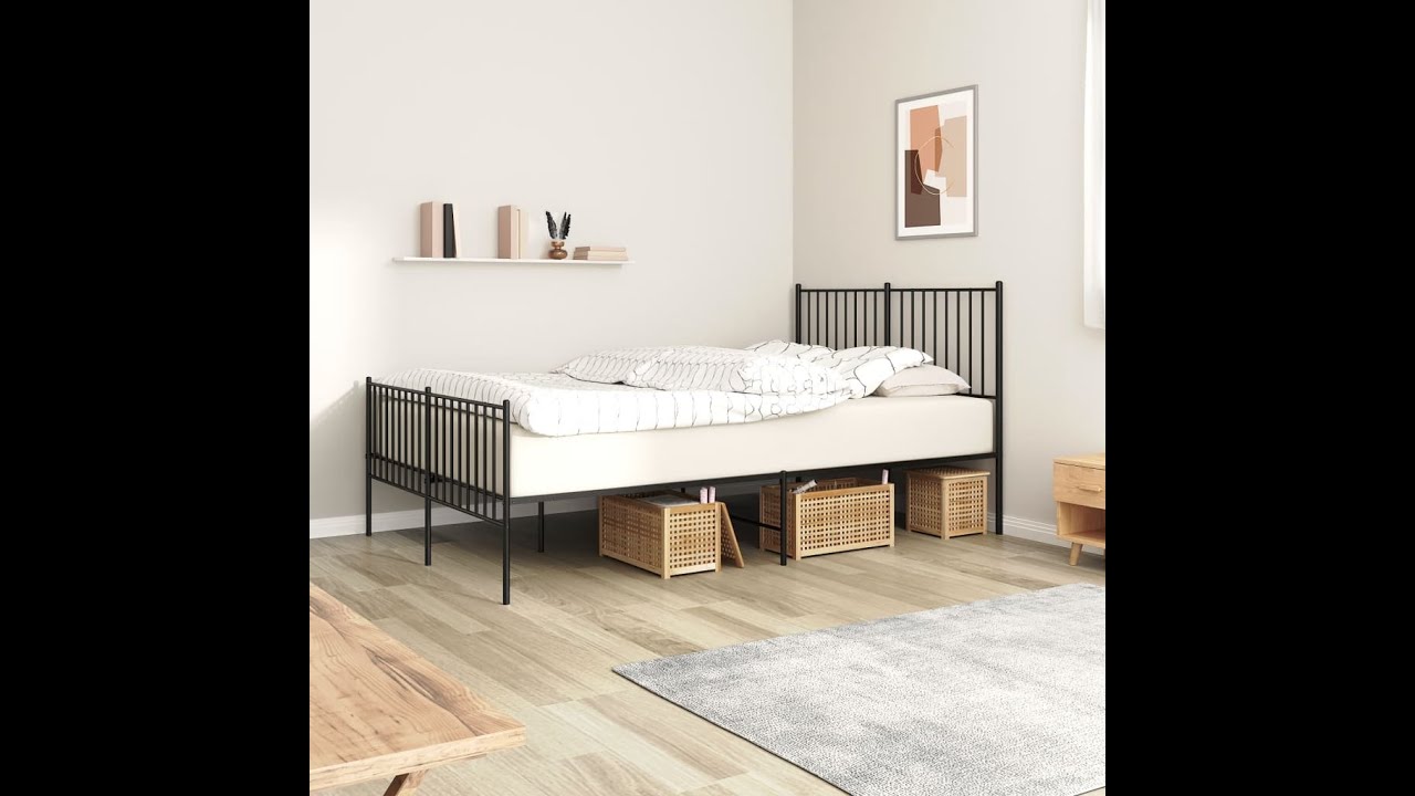 Zwart Bedframe Binnenbed Homgoday Metaal Bedframe – 180x200 Cm, Zwart, Lattenbodem, Montage Nodig, Matras Niet Inbegrepen Homgoday Bedframe Zonder Matras