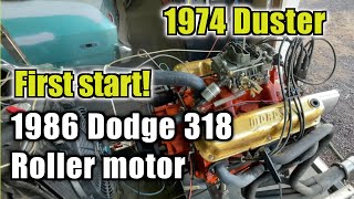 318 Mopar Engine Build on a Budget Part 4 - First Run On The Stand for the 1974 Plymouth Duster!
