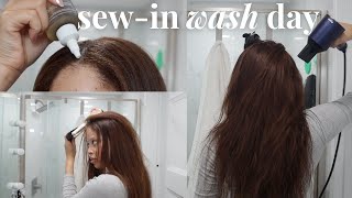 How To Wash A Sew In With Leave Out! Sew In Wash Day Maintenance Routine ✨