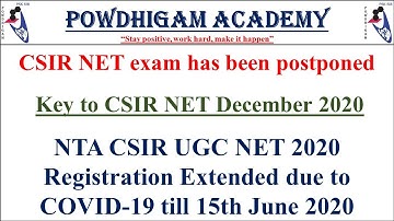 Key to CSIR NET Exam preparation/june 2020 CSIR exam postponed/How will prepare december CSIR 2020