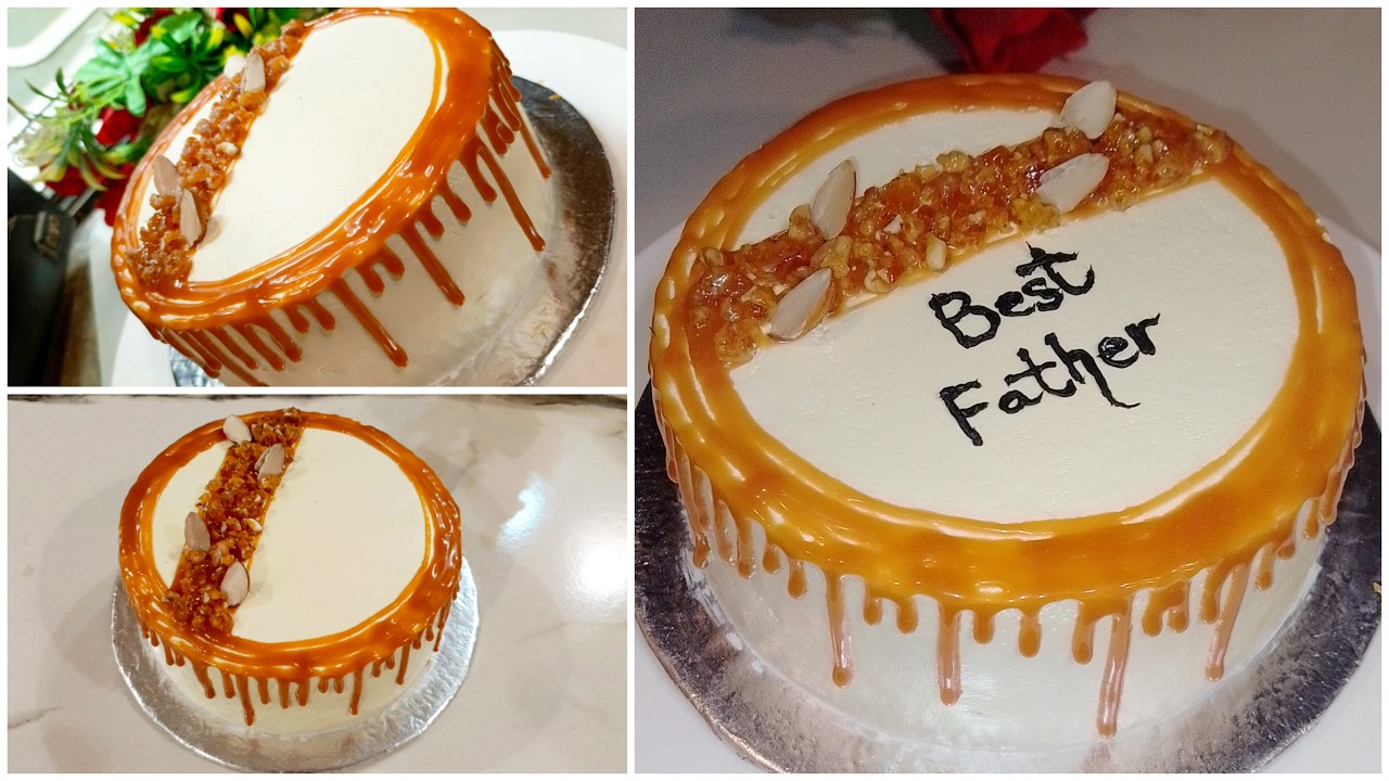 Father's day ka ye cake tha vanilla caramel crunch flavor ka 👍 father's day special customized cake