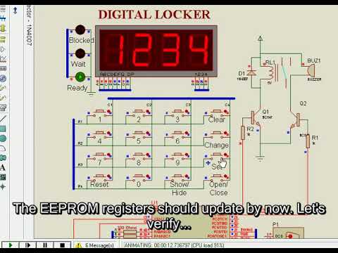 Password Based Keypad Door Lock Using Atmega16  - Simulation output of Changing the password