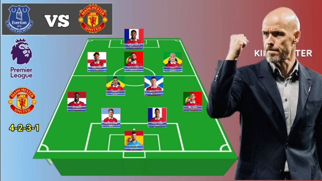 manchester united f.c. vs everton f.c. lineups