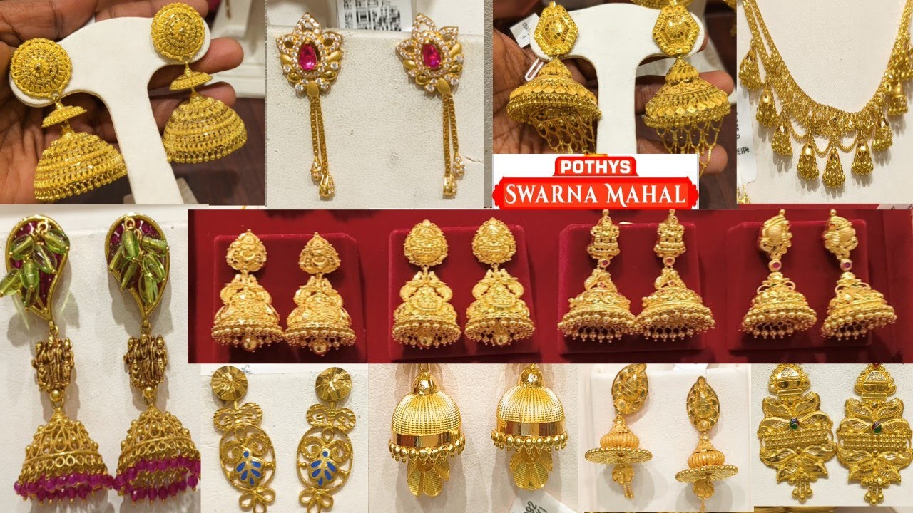 🔥2g to 6g இவ்வளவு அழுத்தமான Light Weight Gold earrings designs ஆ! Pothys Swarnamahal gold earrings 