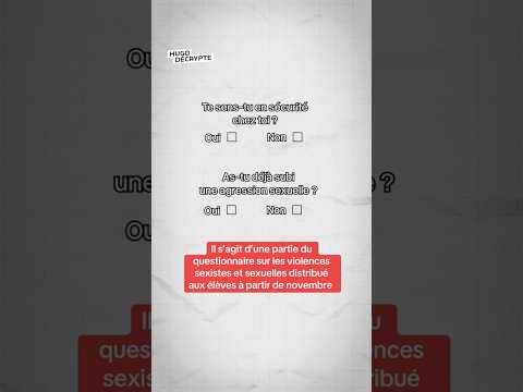 Il s’agit d’une partie du questionnaire sur les VSS distribué aux élèves à partir de novembre