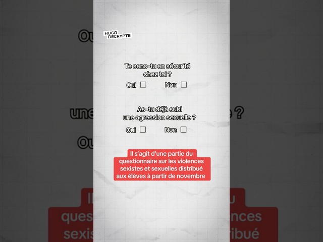 Il s’agit d’une partie du questionnaire sur les VSS distribué aux élèves à partir de novembre