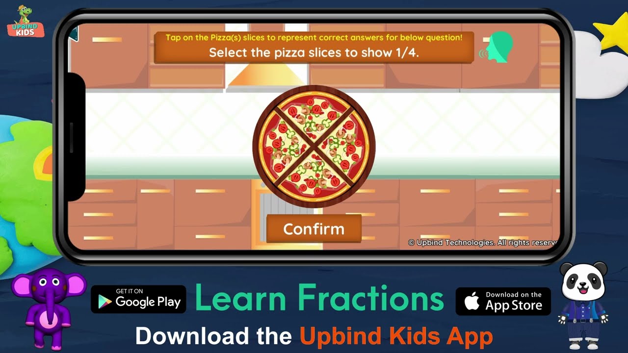 Learn Fractions by Playing Games on Upbind Kids App | Download From Play Store or App Store