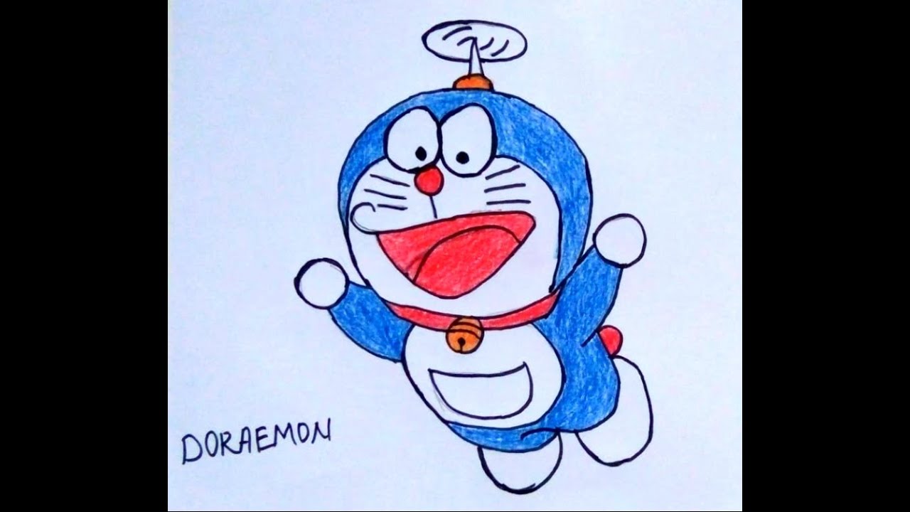 TUTORIAL CARA MUDAH MENGGAMBAR DORAEMON  DAN MEWARNAI 