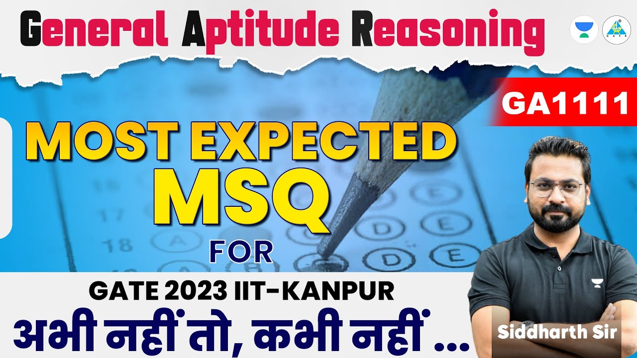 GATE 2023 | Most Expected Questions | General Aptitude Reasoning | IIT ...