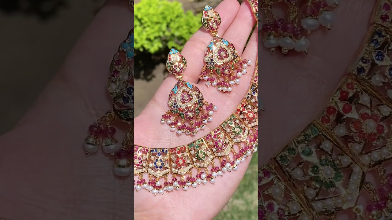 Traditional Navratna Jadau Set | Gold Plated Silver NS 125