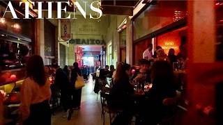 Athens Festive Night Walk Through The Lit Commercial Triangle Alleys