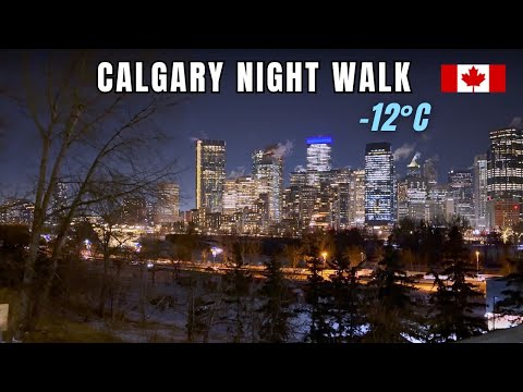 Calgary at –12°C 🇨🇦 | Quiet Winter Night Walk & City Lights | 4K Ultra HD (Late January 2026)