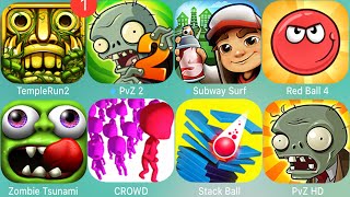 Temple Run,PvZ,Subway,Red Ball 4,Zombie Tsunami,CROWD,Stack Ball,Castle Crush,Happy Glass,Bowmasters screenshot 4