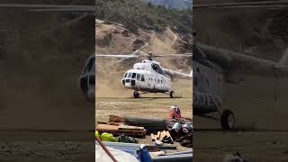 Roughly landing helicopter on the ground in mountain side , #aviation #helicopter #bumpylanding