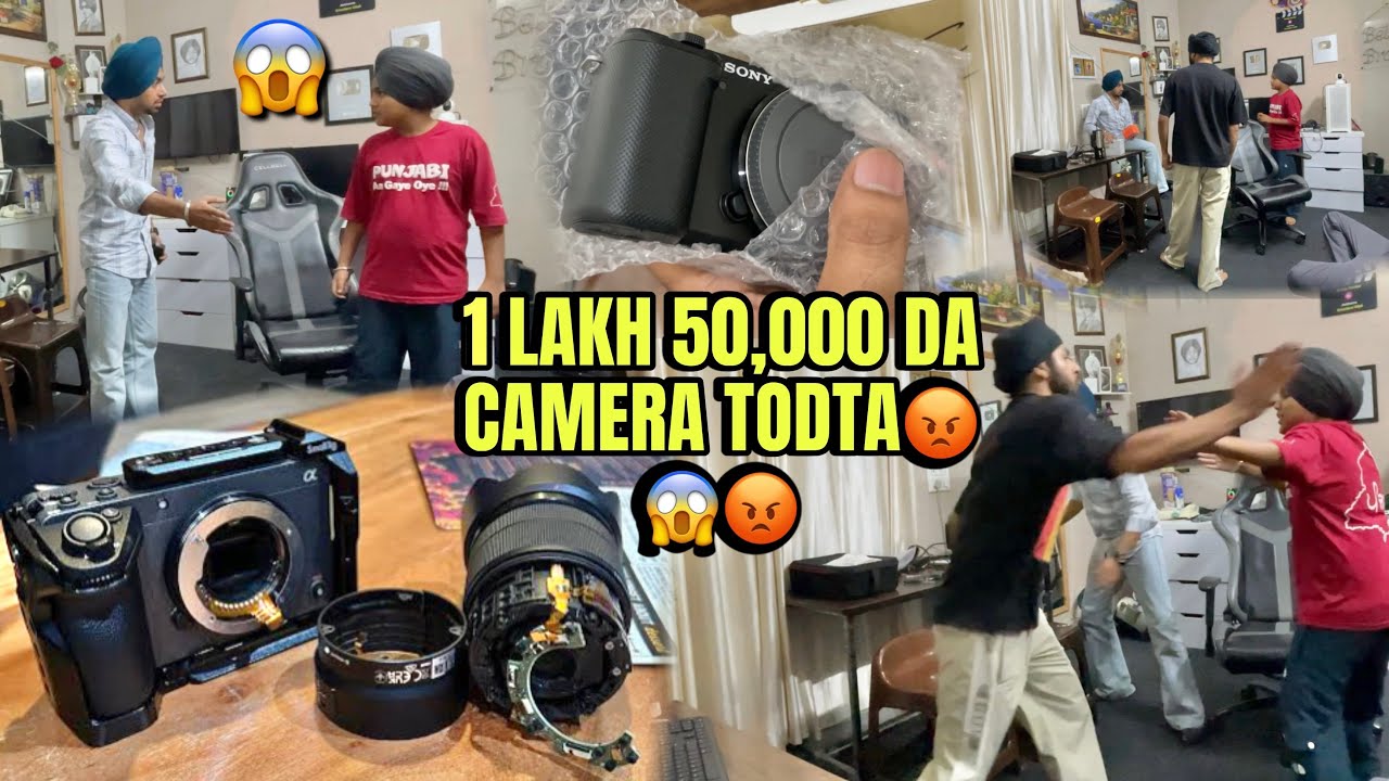 1 LAKH 50,000 DA CAMERA TOD TA😡PRANK WITH BROTHERS GUSSA CHAD GYA HARSH NU😱PRANK GONE WRONG