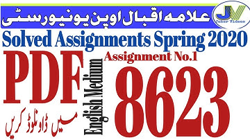 AIOU 8623 Assignments No 1/English Medium /spring 2020/Bed classes /Pdf Download By Joher Videos